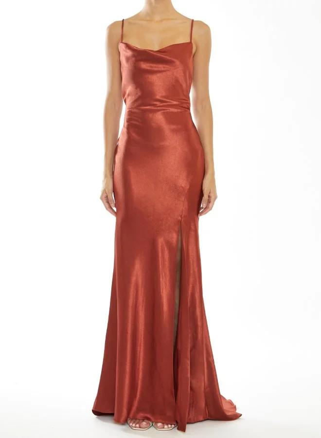 ترو ديكادينس Pippa Cowl Neck Front Split Slip Dress